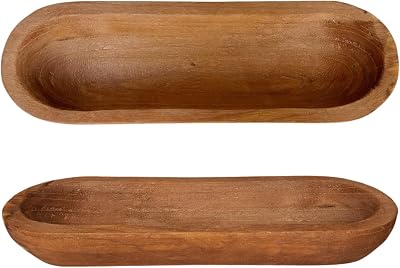 16 Long Wood Dough Bowl 16 x 5 x 2in Hand Carved Wooden Dough Bowls for Decor Rustic Wood Dough Bowls Decorative Wooden Dough Fruits Bowl for Table Centerpiece