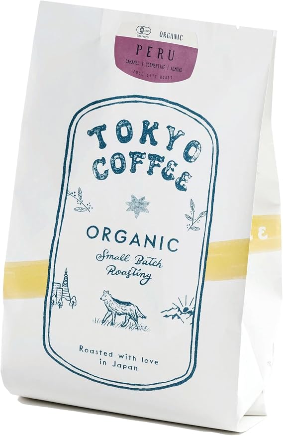 Peru Coffee Beans Organic Medium Roast Home-Roasted Organic Coffee TOKYO COFFEE Medium Grind 200g