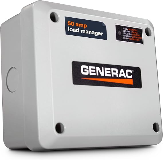 Generac 7000 50 Amp Load Manager - Wireless Technology for Efficient Load Prioritization and Reliable Power Management - Locking Function for Convenient Operation and LED Status Indicator - Gray