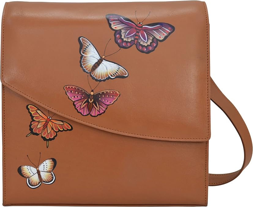 Anuschka Women's Hand-Painted Genuine Vegetable Tanned Leather Flap RFID Blocking Messenger Crossbody