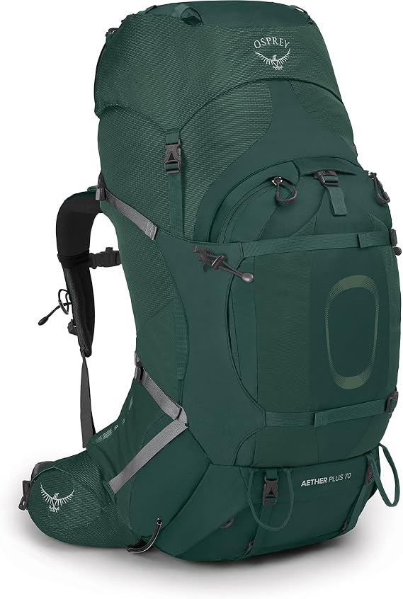 Osprey Aether Plus 70L Men's Backpacking Backpack, Green L-XL
