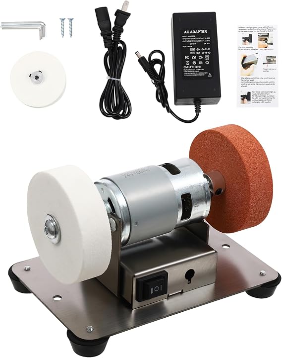 Mini Bench Grinder, Electric Benchtop Sander, Electric Multi-Purpose Grinding Machine, Polishing Grinding Machine Small Grinder for Woodworking Knife Making(6.3 * 3.9 * 3.9in)