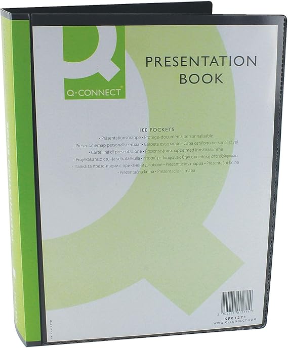 Q Connect 100-Pocket Presentation Display Book - Black