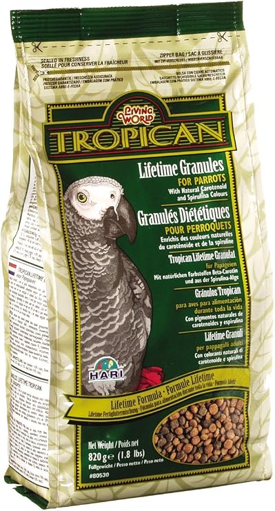Tropican Lifetime Parrot Granules Mix/Food, 820 g