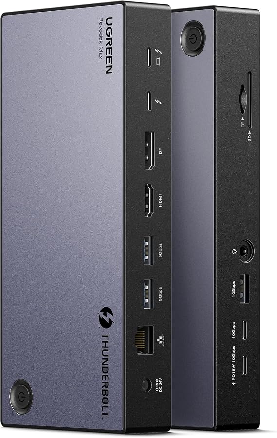 UGREEN Revodok Max 313 Thunderbolt 4 Dock 40Gbps Triple Display Docking Station (Triple 4K@60Hz Single 8K Display) 13-in-1 Docking Station with 140W GaN Charging Input Compatible with Mac Mini M4/M4 Pro
