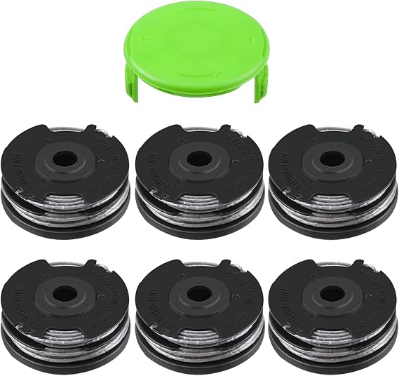 2900719 Dual Line 20ft 0.065" Trimmer Replacement Spool Compatible with Greenworks Weed Wacker 2101602,2101602A,STBA40B210, BST4000.Replacement Trimmer spool String and Cap Cover (6 Spool + 1 Cap)
