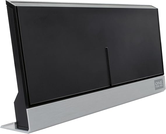 One For All Amplified Indoor Digital TV Aerial - 5G Filter- Ready to receive Freeview and Analogue TV Signals within a range of 15 miles - Full HD ready and 4K Ultra HD compatible- black - SV9385