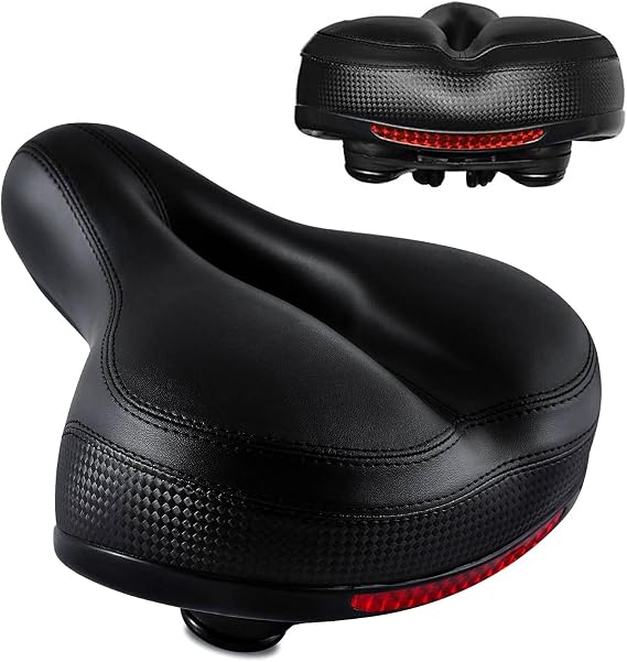 Bicycle Saddle with DUAL SHOCK ABSORBING BALL Most Comfortable Leather Bike Seat Memory Foam Padded Giant Bicycle Seat Men Women New Look MTB Road City Bike Saddle