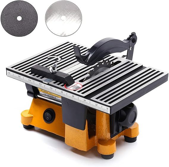 Mini Portable Table Saw Cutting Machine - Woodworking Hobby Table Saw for DIY Handmade Wooden Model Crafts. Electric Cutter for Wood, Glass, Stone, Metal, Plastic - Compact & Powerful.