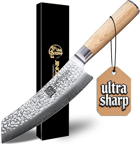 Japanese Santoku Knife 7in,Lab Tested Ultra Long-lasting Sharp