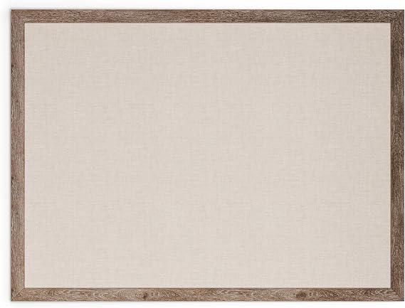 U Brands Linen Bulletin Board, 36" x 48", Rustic Wood Style Frame, Industrial Grade Pinning Surface