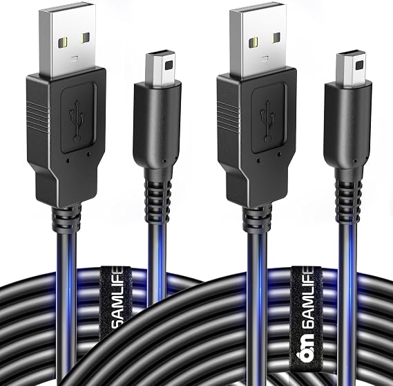 6amLifestyle [2 Pack] 4FT 3DS DS Charger Cable, 3DS 2DS DS Lite USB Charging Cord for Nintendo 3DS XL/New 3DS/3DS/DSi/DSi XL, Black