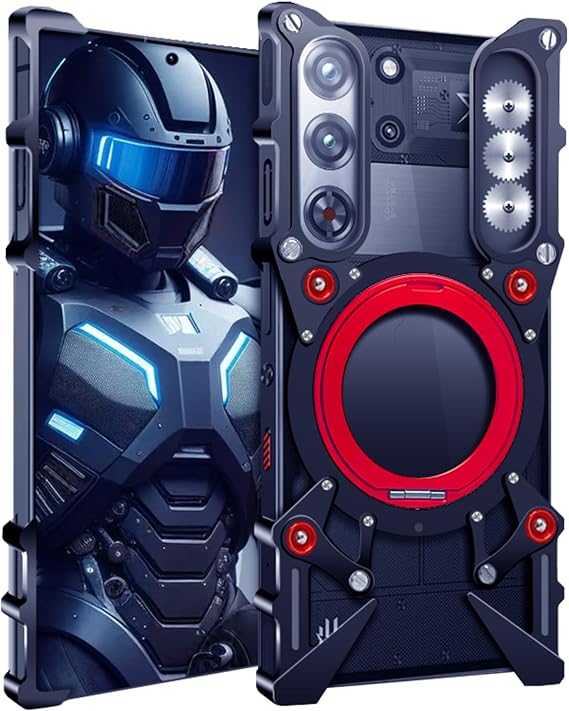 For ZTE Nubia Red Magic 10S pro/10S pro Plus/10 Pro / 10 Pro Plus Case, Premium Aluminum Cool Metal Frameless Design Bumper case ,360 Rotating Stand Ultra Hollow Mechanical Gears Design (Black)