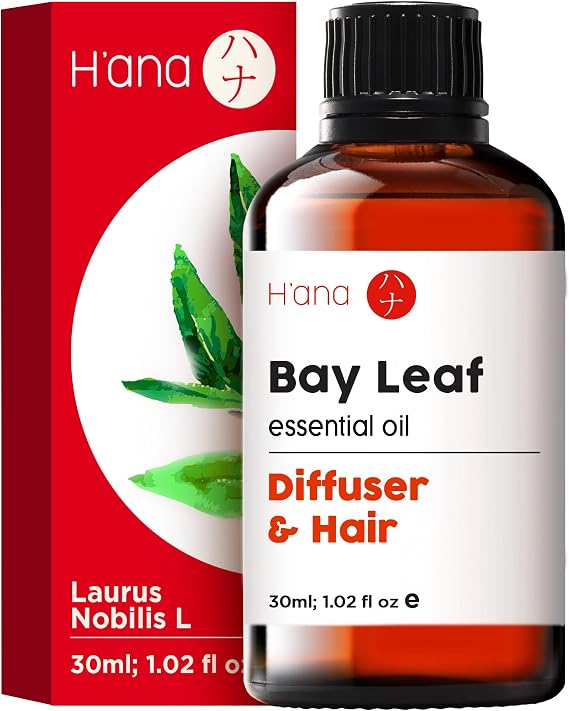 H'ana Bay Leaf Essential Oil for Skin, Diffuser, 1.02 Fl Oz