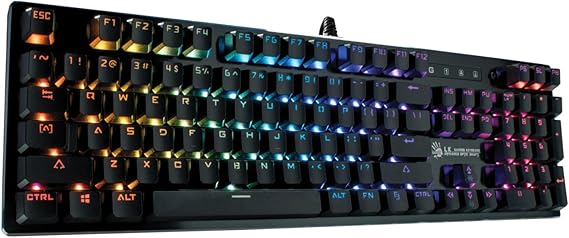 Bloody B820 Optical Mechanical Gaming Keyboard with Individually Backlit RGB LED Keys Wired, 104 Keys Standard, Red Switch - MX Red Equivalent for Windows PC and Laptop