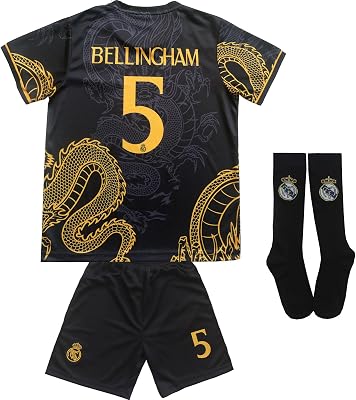 Pitch and Trek Madrid 2425 Home Kids Soccer Jersey Shirts Football Futbol Socks Gift Set Youth Sizes