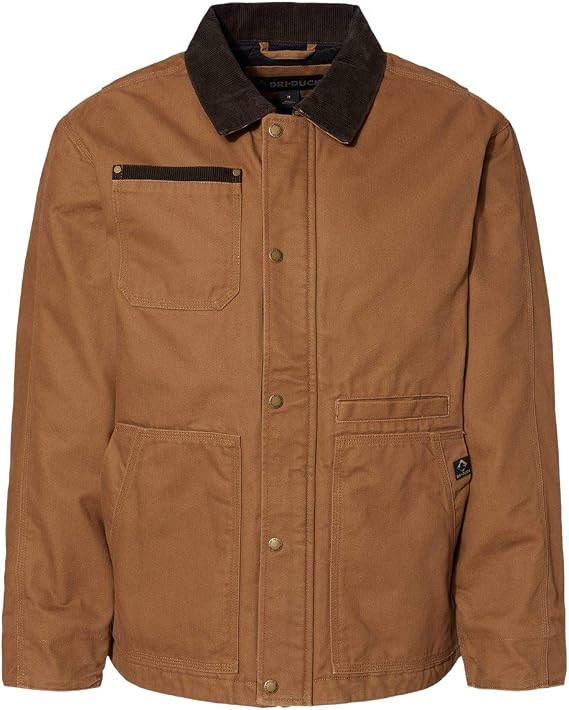 DRI DUCK Rambler Men's Cotton Canvas Hoodless Work Jacket, 5091, Large, Saddle