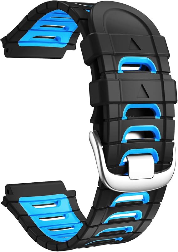 ANCOOL Compatible with Garmin Forerunner 920XT Bands Soft Sport Watch Band Replacement for Forerunner 920XT Smartwatch, Black/Blue