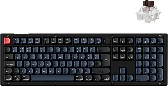 Keychron V6 Wired Mechanical Keyboard Knob Version, Full-Size QMK Programmable with Hot-swappable Super Brown Tactile Switch Compatible with Mac Windows Linux (Frosted Black-Translucent), UK Layout