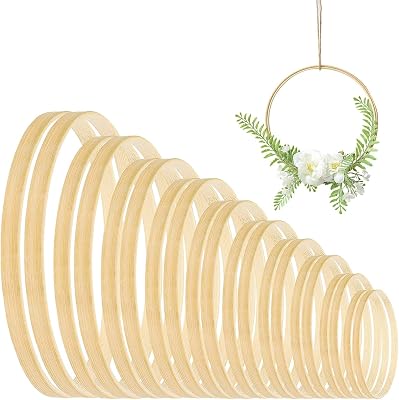 20 Pcs Wooden Hoops for Crafts-Wooden Bamboo Floral Hoop Rings for Crafts Floral Hoop for DIY Dream Catcher, Wedding Wreath Decor and Wall Hanging Craft 9 Sizes 4-14inch