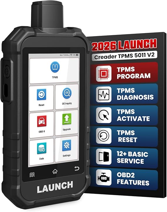 2026 Launch X431 Creader 5011 V2 TPMS Tool,TPMS Sensor (315+433MHz) Read/Activate/Relearn/Reset Scanner Tool,OBD2 Code Reader& 12 Hot Rests, Lifetime Free Update