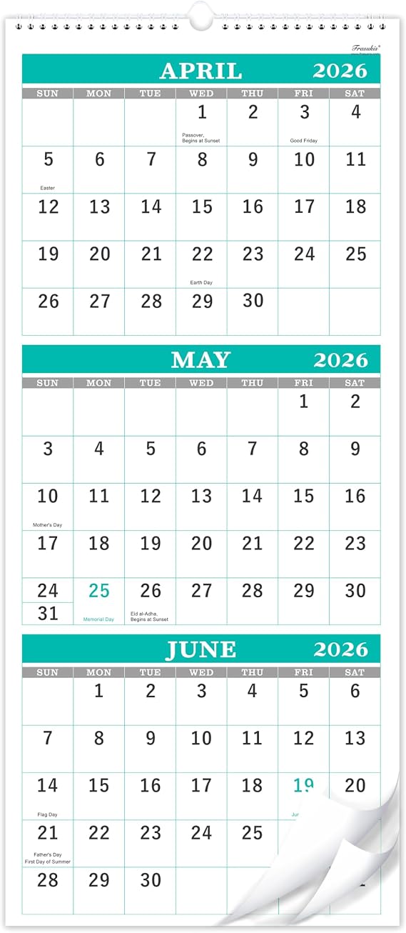 3 Month Calendar - Calendar 2026-2027, August 2026 - July 2027