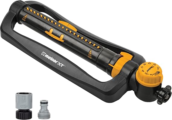 Melnor 65133AMZ Turbo Oscillating W/Timer Sprinkler Bundle, Black, Yellow