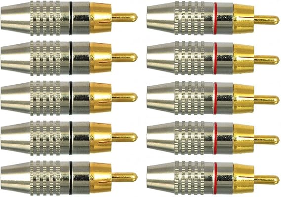 CESS RCA Plug Solder Gold Audio Video Connectors (10 Pack)