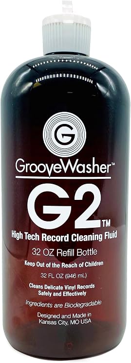 GrooveWasher G2 Vinyl Record Cleaner Solution Fluid, 32 Fl Oz Refill Bottle