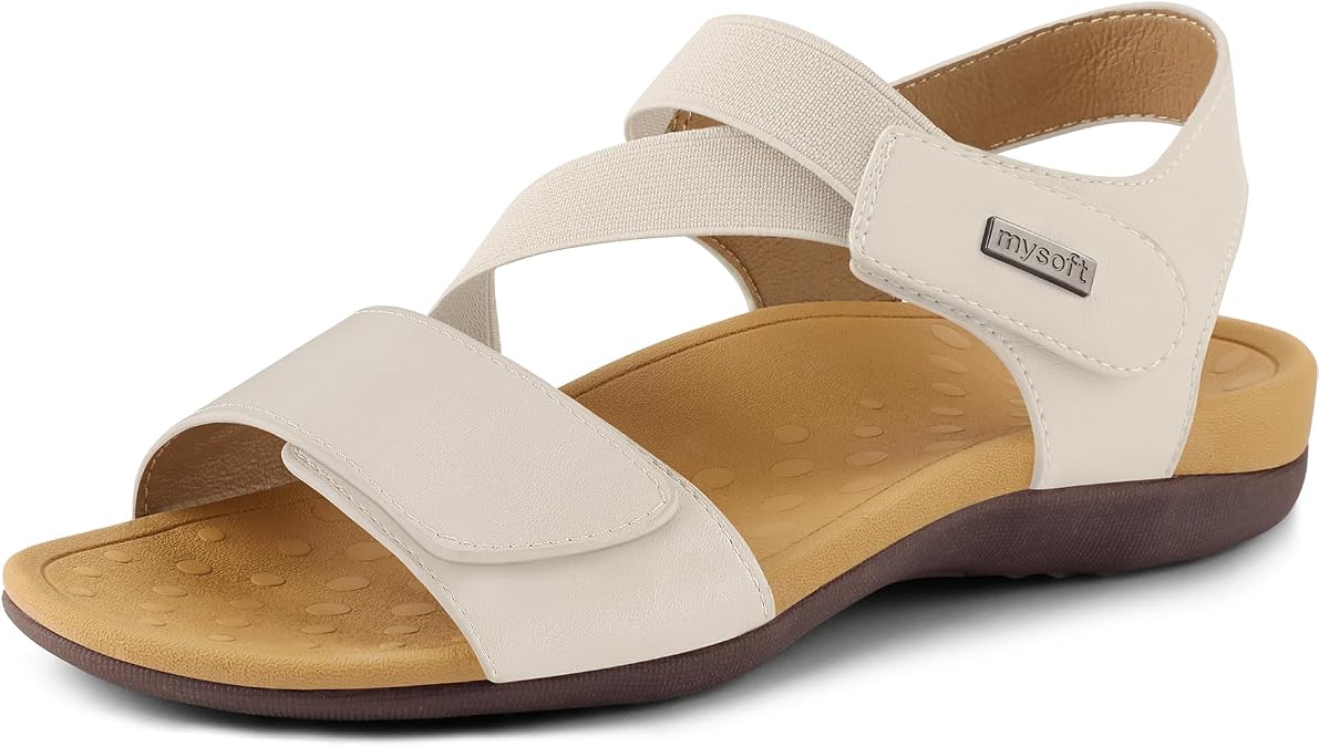 mysoft Women's Arch Support Sandals Orthotic Comfortable Walking Sandals Lightweight Adjustable Summer Outdoor Shoes