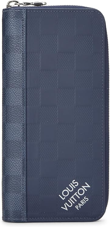 Pre-loved Navy Damier Infini Zippy Vertical Wallet, Navy