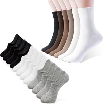IDEGG Women socks for 6 Pairs no show socks and 6 Pairs crew socks