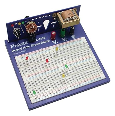 Pro'sKit 900-248 Round Hole Breadboard, 1580 Tie Points, ABS/Phosphor Bronze, Multi