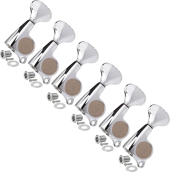 Gotoh Mini 510 6-In-Line Guitar Tuners with Metal Knobs, Chrome