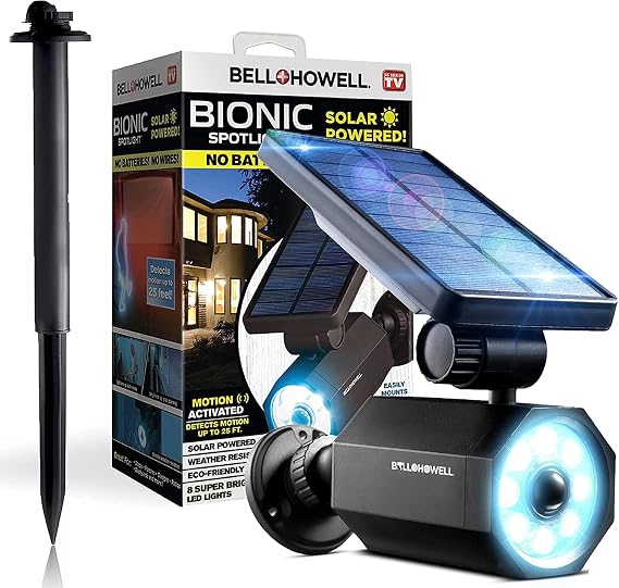 Bell+Howell Bionic Spotlight Original LED Solar Outdoor Lights with Motion Sensor Super Bright Outdoor Solar Lights Waterproof Landscape Lighting for Yard, Garden Outdoor Lighting As Seen On TV