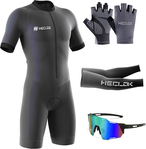 Mens Triathlon Tri Suit-One-Piece Short Sleeve Trisuits with Zip-Running Cycling Swimming,Pattern Can Be Customized