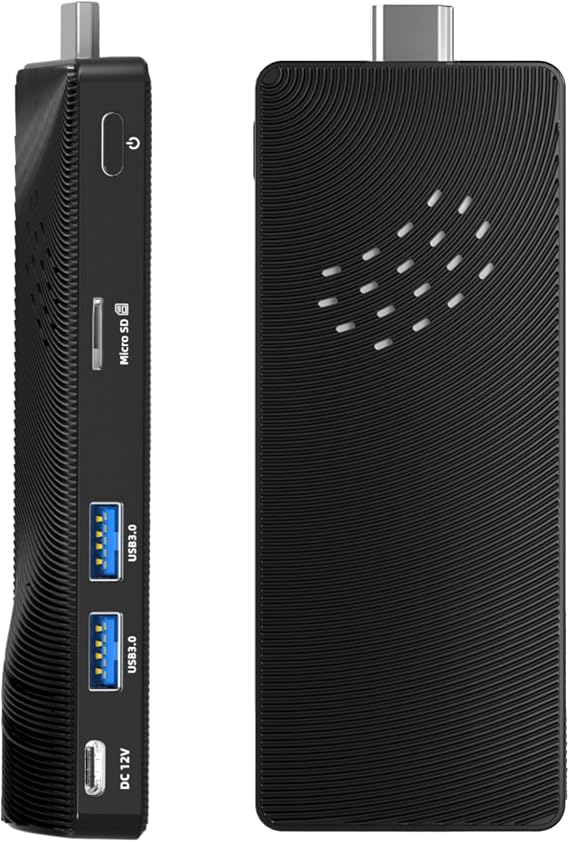 Mini PC Stick Fanless, Micro Desktop Computer Pentium J3455, 4GB RAM 64GB eMMC, Dual Gigabit Ethernet, 4K@60Hz Output, WiFi BT 5.0 for Industrial IOT, Business, Office & Digital Signage