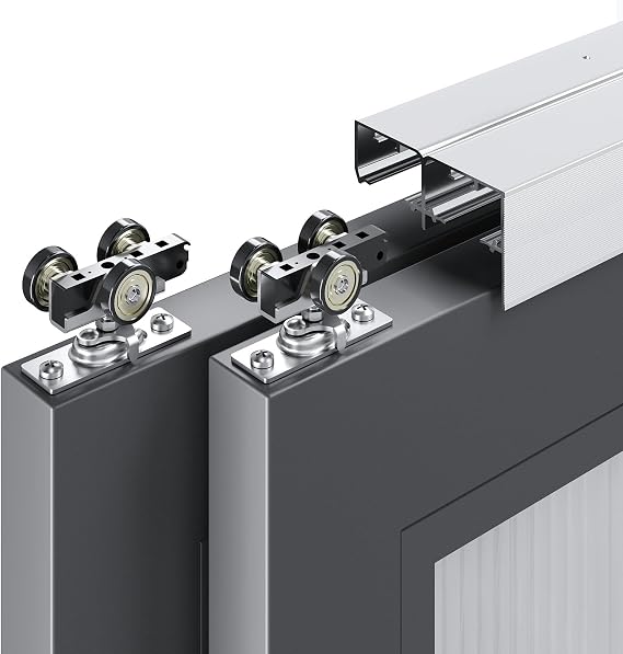 EaseLife 6FT/72in Bypass Double Sliding Pocket Door Hardware Kit,Commercial Grade,Aluminum,Bypassing Closet Doors Track for 2 Door System, Slide Smoothly Quietly, Easy Install(2pcs Track Total 72in)