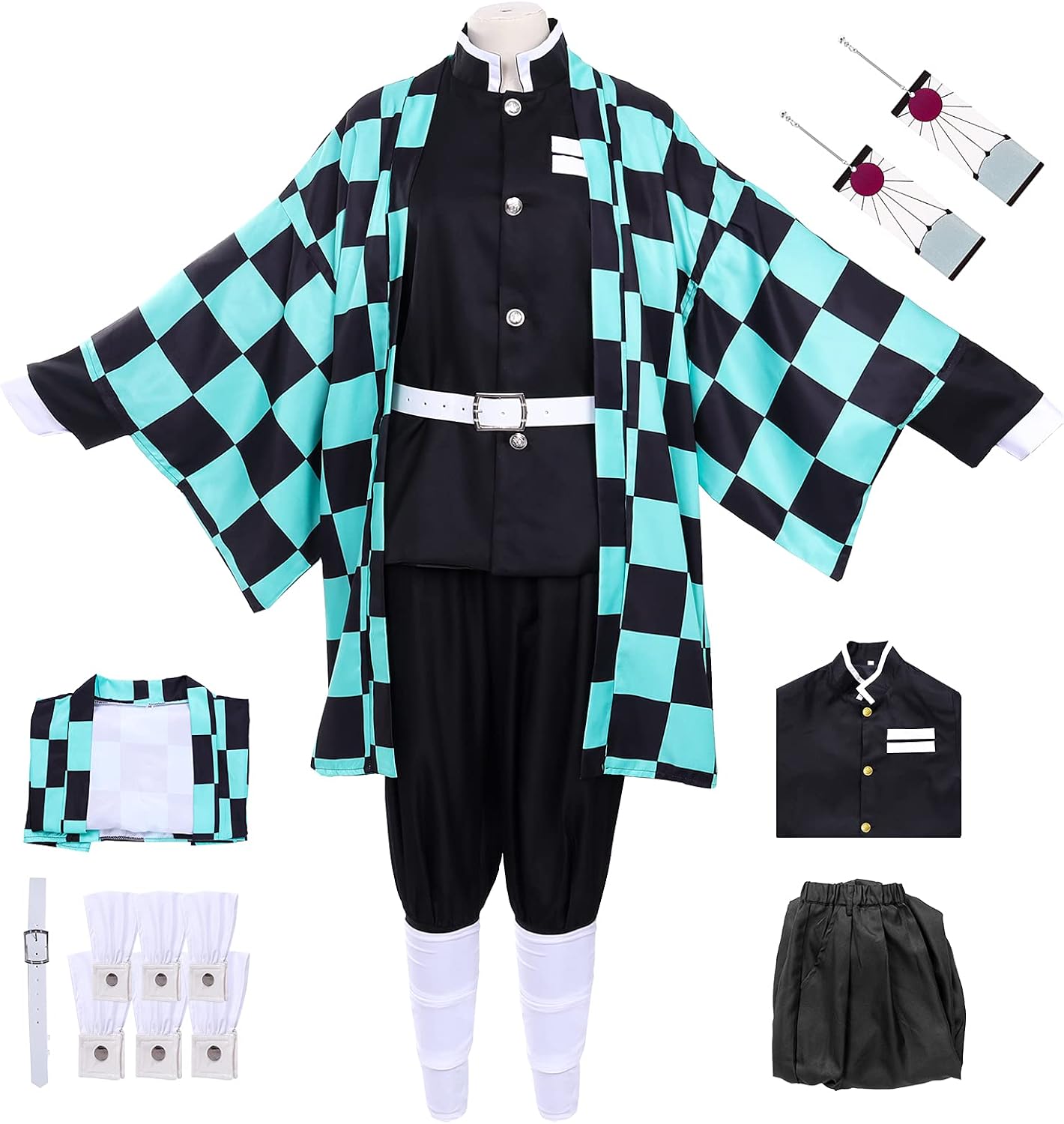 PartyBloom Nezuko Shinobu Tanjiro Zenitsu Cosplay Costume Nezuko Kimono Costume Halloween Adult Anime Outfits Set