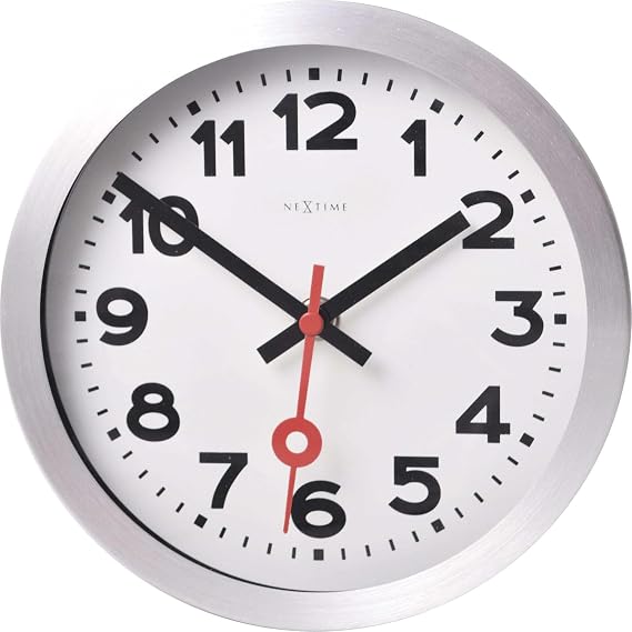 NeXtime wall clock / table clock station clock "STATION", very silent, round, white, ø 19 cm