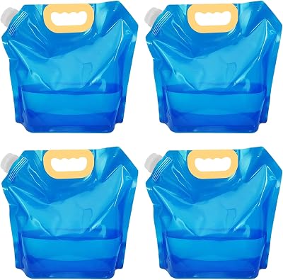 4PCS 2.6 Gallon Water Storage Containers Bag Collapsible Water Jug Water Storage Cube Protable Water Container Emergency Water Pouches No-Leak Freezable Plastic Water Bag for Camping Hiking