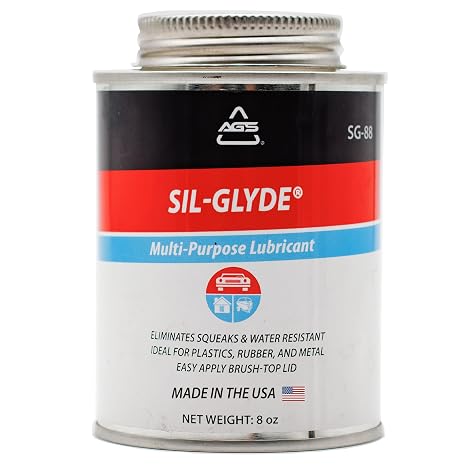 AGS Automotive Solutions SIL-Glyde Brush Top Can Multi-Purpose All-Weather Lubricating Compound for All Surfaces, 8 oz Lubricant Can, Silicone Lubricant, Ensure Friction Resistance