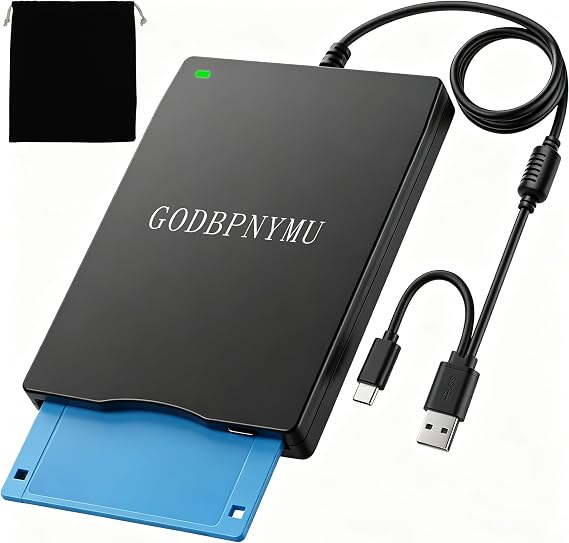 External USB-C Floppy Disk Drive,3.5-inch Floppy Disk Drive | 1.44MB Reader/Writer for Laptop USB-A & USB-C dual ports Storage bag included Win/Mac compatible