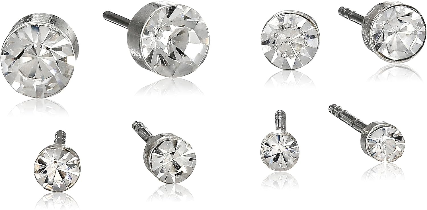 GUESS Basic Silver Cubic Zirconia Stud 4 Pack Earrings
