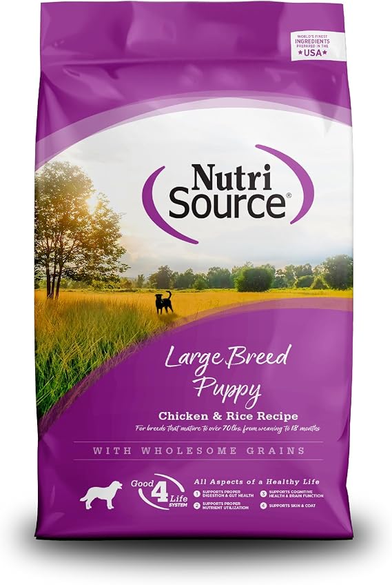 NutriSource Large Breed Puppy Dry Dog Food, Chicken & Rice, 12 lb