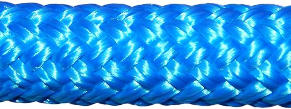 CBKnot 9/16" Premium Double Braid Polyester Rope 9,500 lb Tensile Strength, Marine, Sailing, Boating, Rigging, Equestrian and More (9/16" x 25 ft. Hank, Blue)