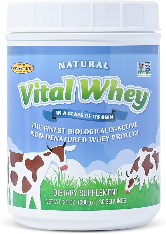 Natural Unflavored Grass-Fed Whey Protein Powder, Immune Vitality, 600g