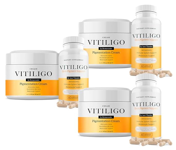 Dermawonder Vitiligo Supplement & Pigmentation Cream Set | 60 Vitiligo Capsules and 4fl Oz Cream | Reduce White Spots, Improve Skin Pigmentation & Neutralize Skin Tone | Natural Solution (3)