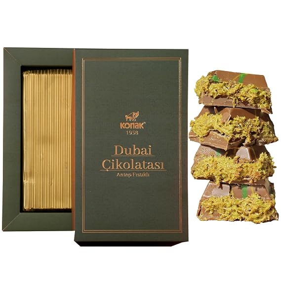 Dubai Chocolate 7oz Kunafa Pistachio Rich Milk Chocolate 200 Gram, Individually Wrapped Fresh, Premium Pistachio - Gift box for birthday - congratulations - Amazing Pack OF ONE