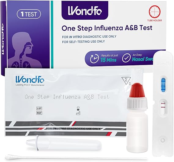 Wondfo Influenza A/B Rapid Test Kit, Home Self-Testing Kit, 1 Pack